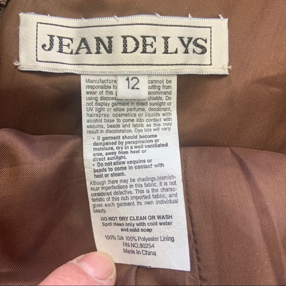 Jean de lys Brown Beaded Silk Floor Length Gown - Picture 7 of 8
